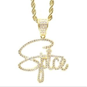 14k Gold Diamond Custom Iced Out SPICE Charm Chain